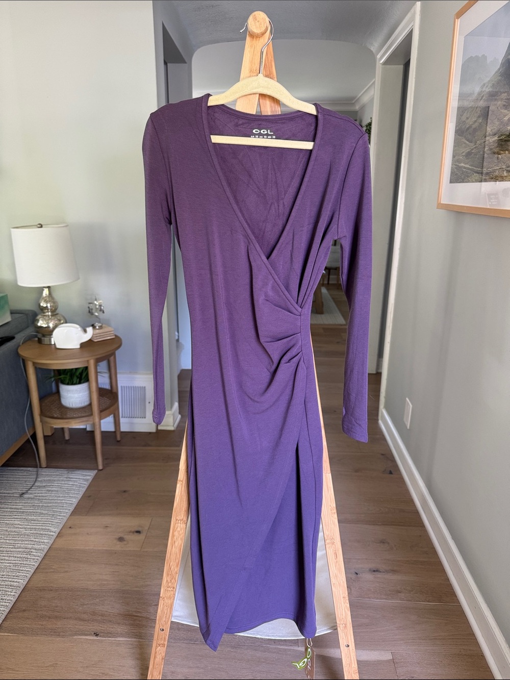 OGL Deep Purple Long Sleeve Wrap Dress